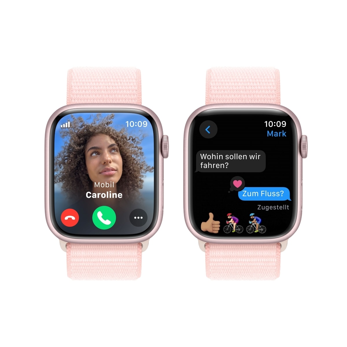AppleWatch S9 Aluminium Cellular 45mm Roze MRMM3QF/A Sport Loop lichtroze