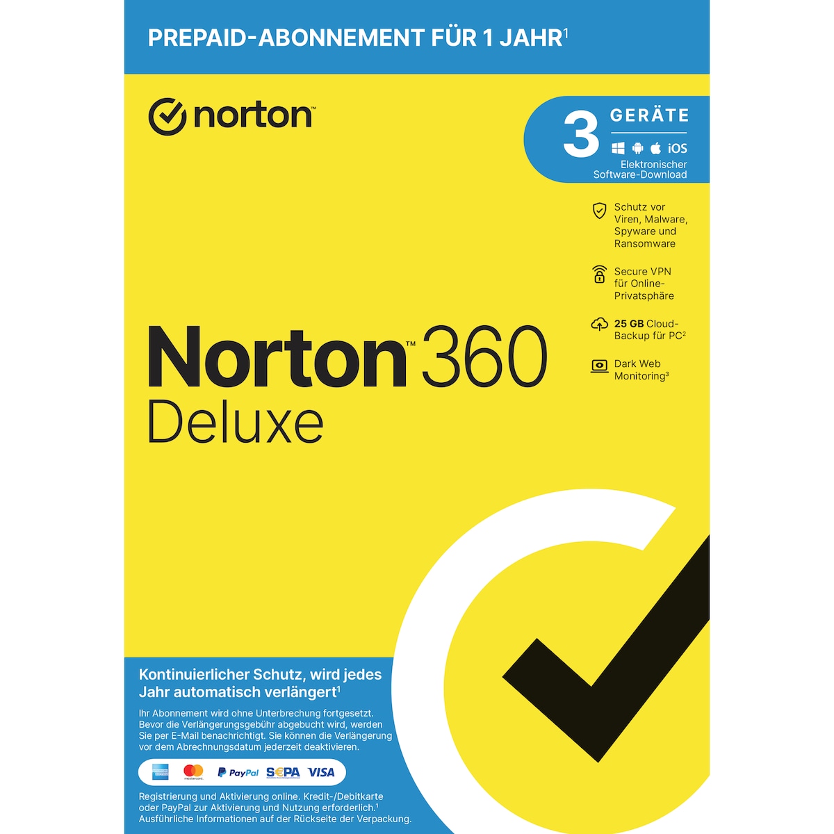Norton 360 Deluxe [3 apparaten - 1 jaar - 25GB]