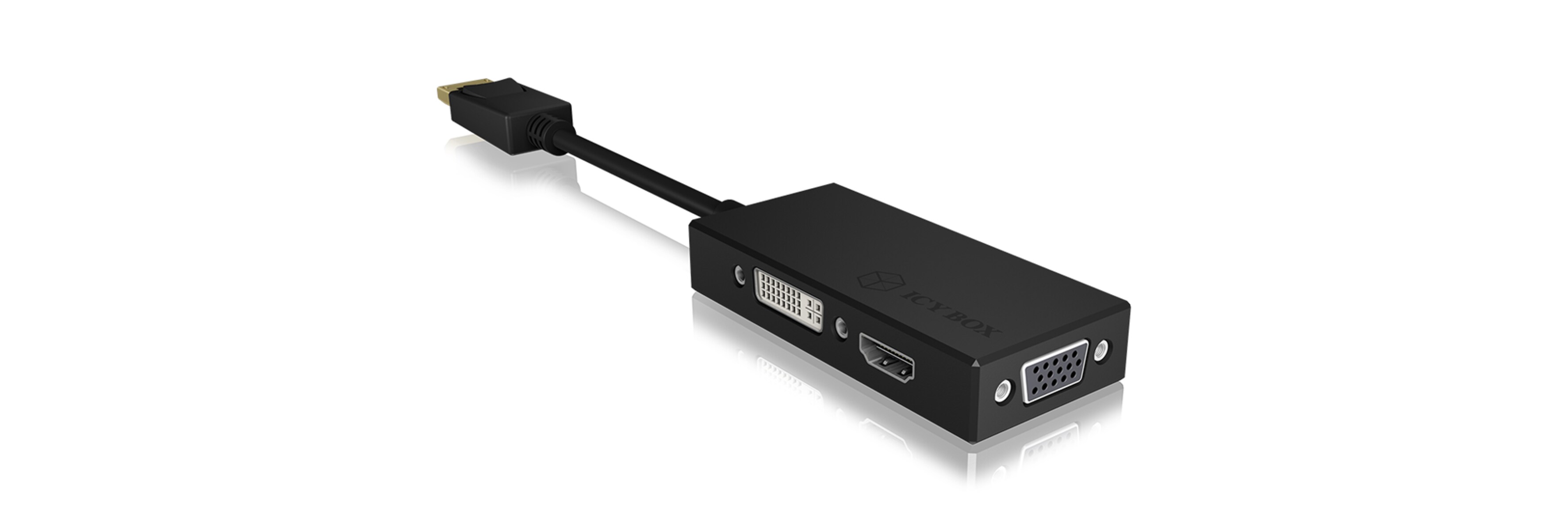 ICY BOX 3-in-1 DisplayPort™ naar HDMI®/ DVI-D / VGA grafische adapter