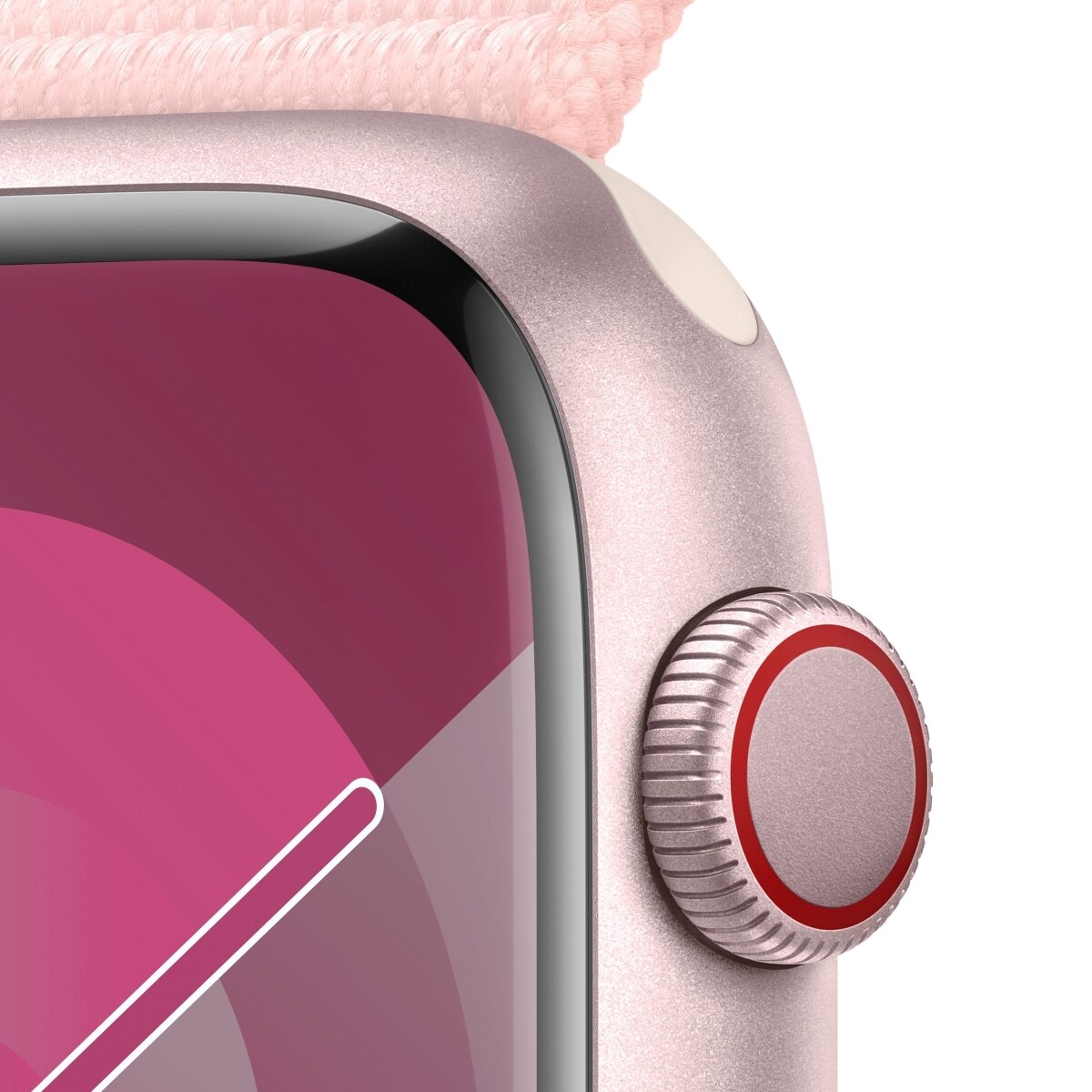 AppleWatch S9 Aluminium Cellular 45mm Roze MRMM3QF/A Sport Loop lichtroze