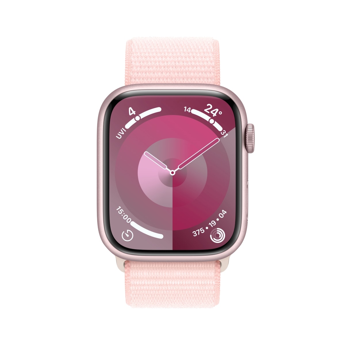 AppleWatch S9 Aluminium Cellular 45mm Roze MRMM3QF/A Sport Loop lichtroze