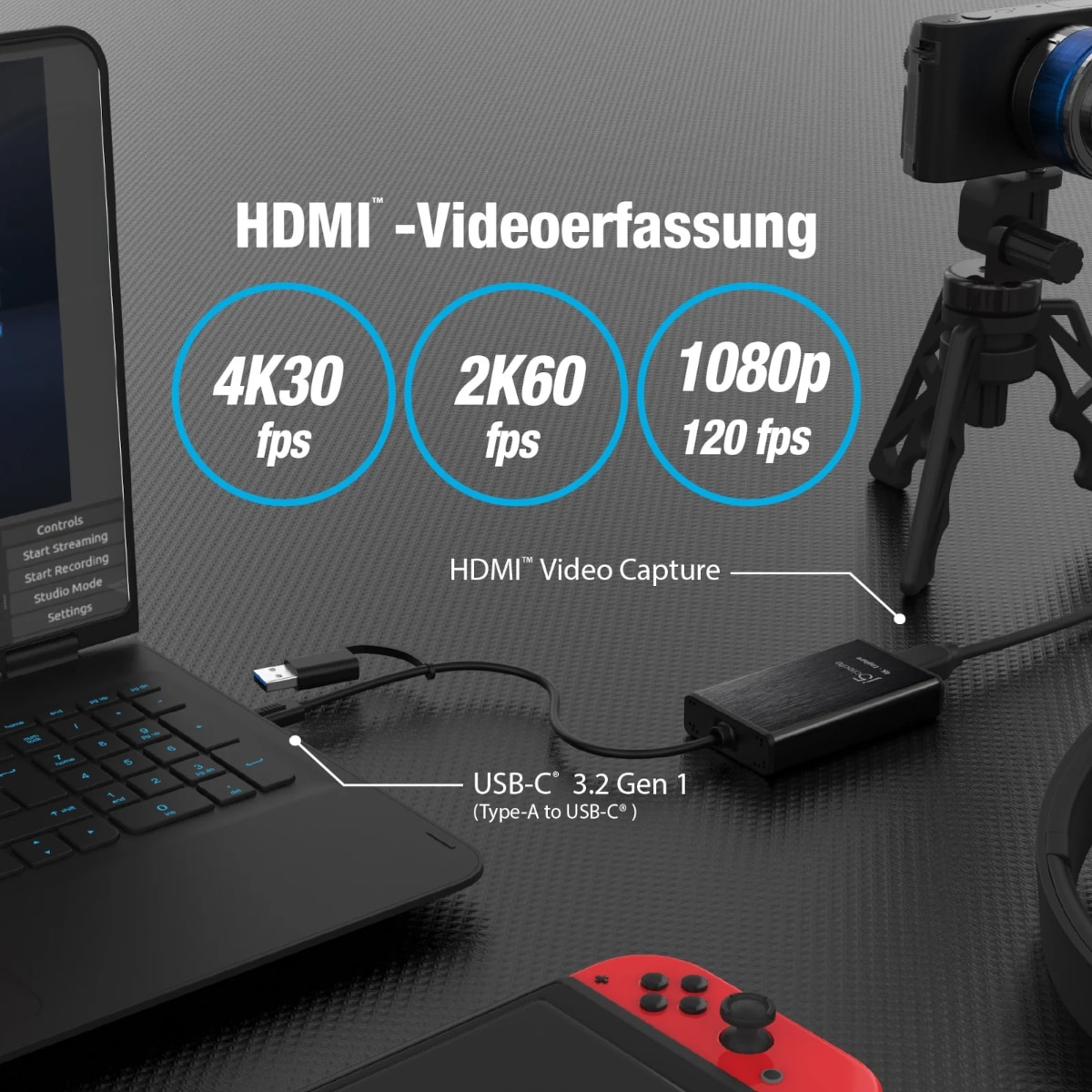 j5create 4K HDMI™ opnameadapter - USB 3.2 Gen 1, USB-C 3.2