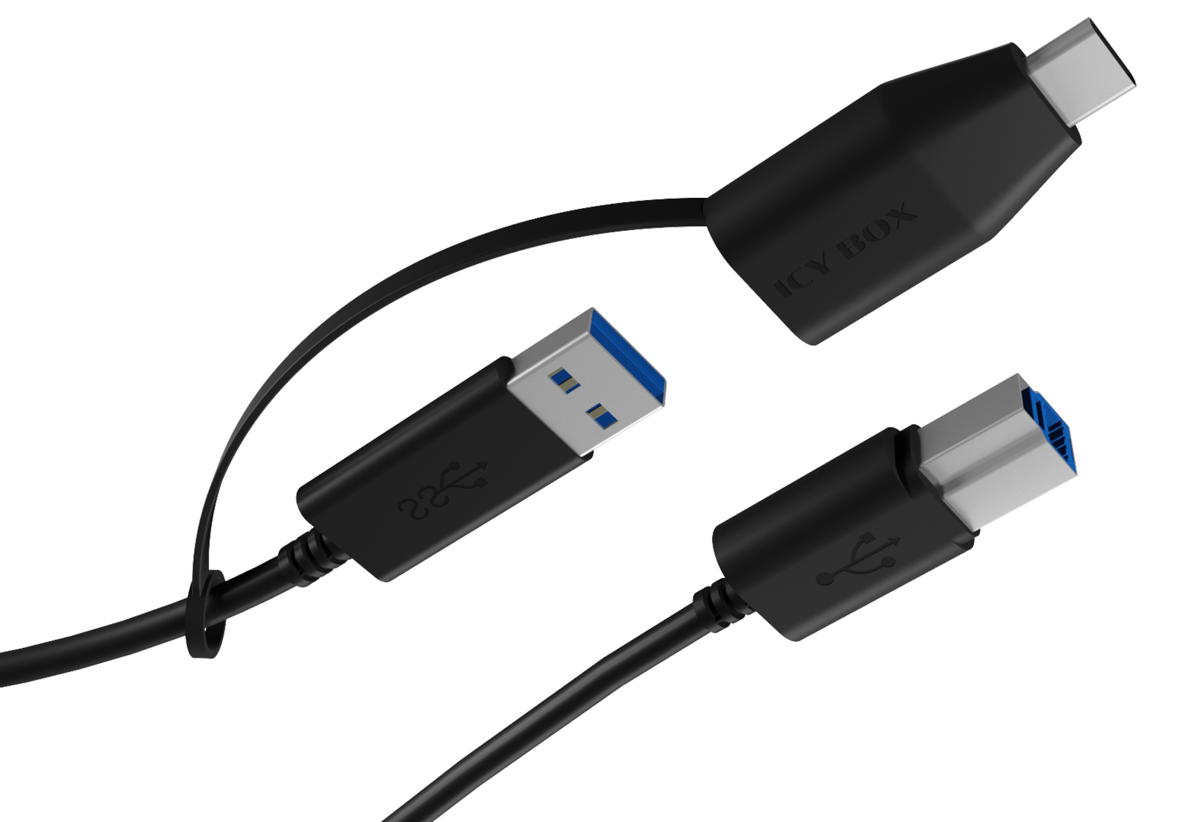 ICY BOX USB 3.2 (Gen 1) Type-B naar USB Type-A & Type-C kabel