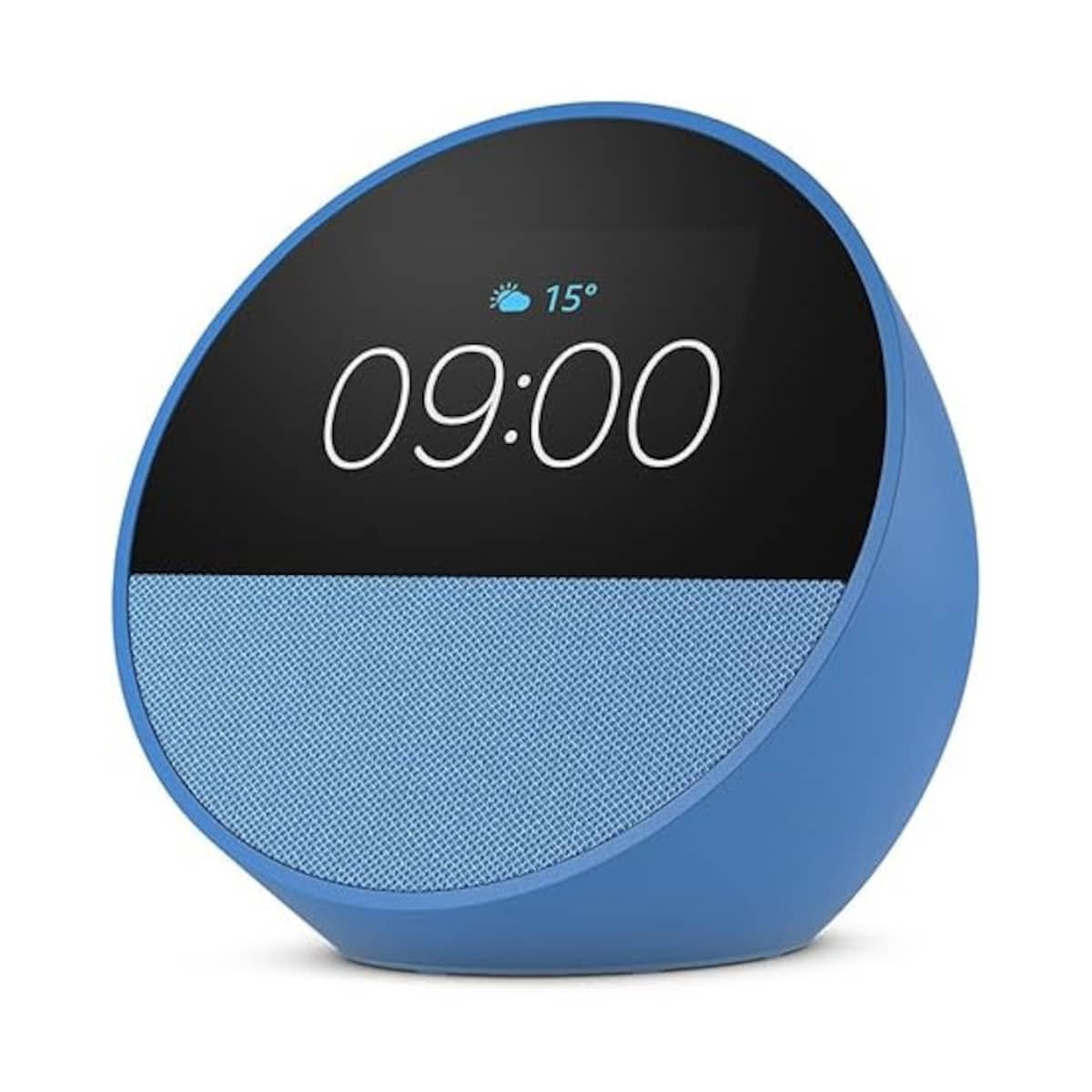 Amazon Echo Spot (2024), blauw Slimme klok, herinneringen, weer, timer en meer. Geef titels van nummers weer en bedien ze eenvoudig met een stemcommando