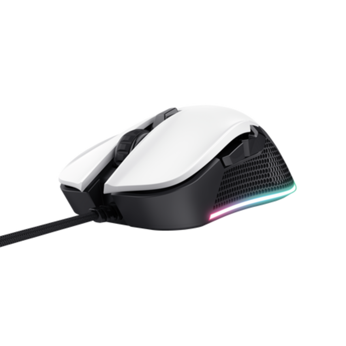 Trust Gaming GXT922W YBAR gaming muis Gamingmuis met 7200 dpi resolutie en volledige RGB LED-verlichting, wit