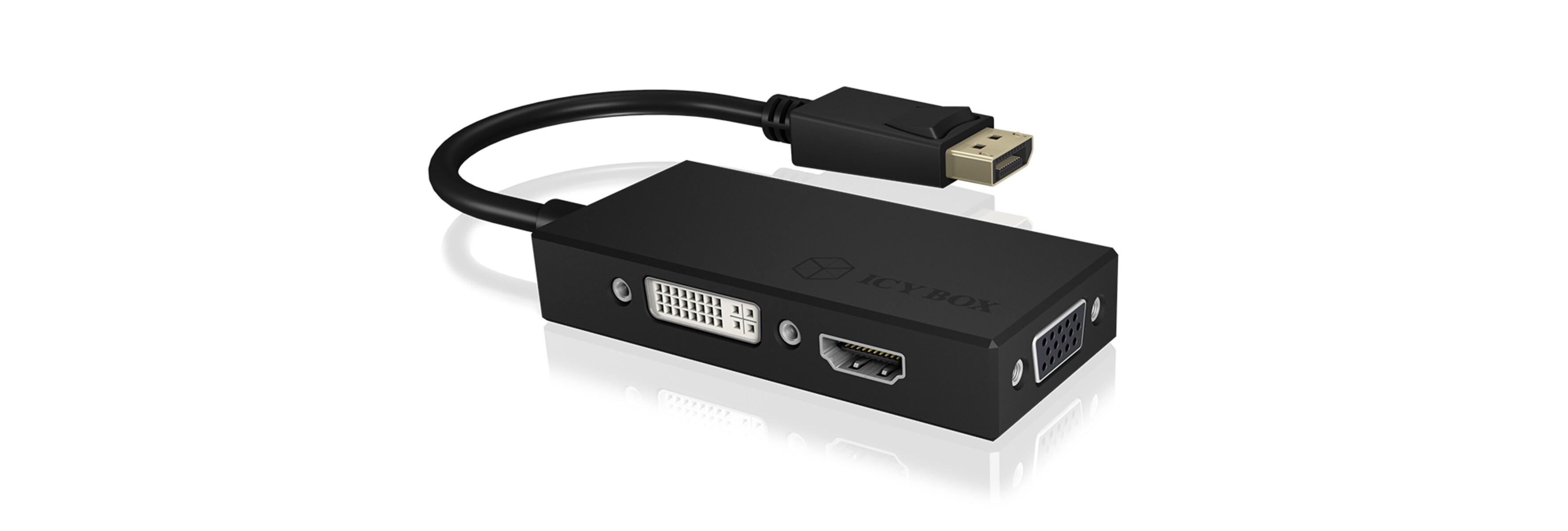ICY BOX 3-in-1 DisplayPort™ naar HDMI®/ DVI-D / VGA grafische adapter