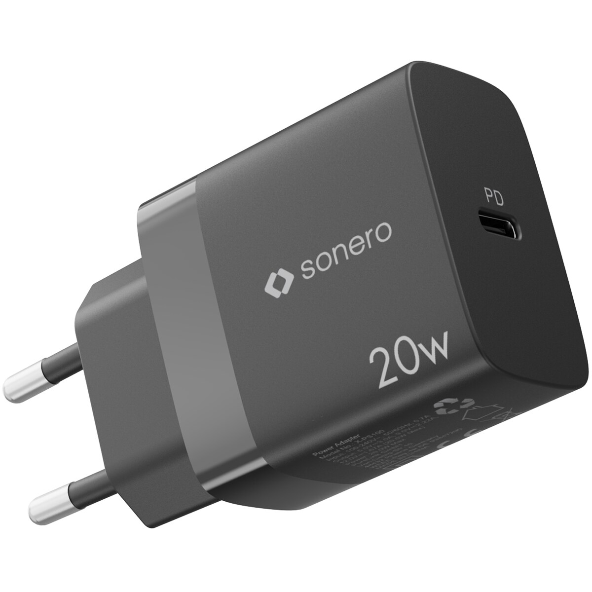 sonero USB-C oplader - 1 poort - 20W PD - zwart