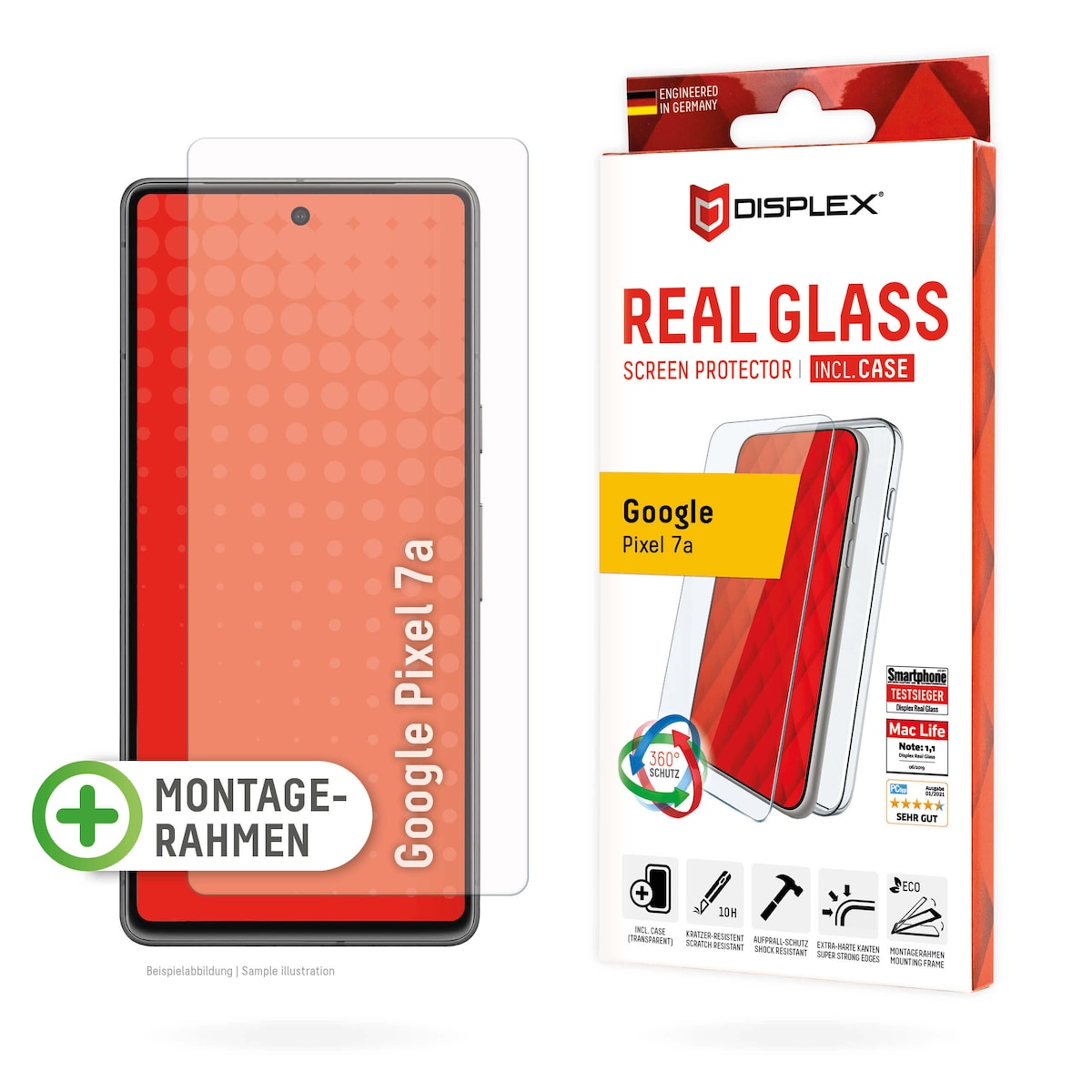 DISPLEX Echt glazen screen protector + mobiele telefoon case voor Google Pixel 7A