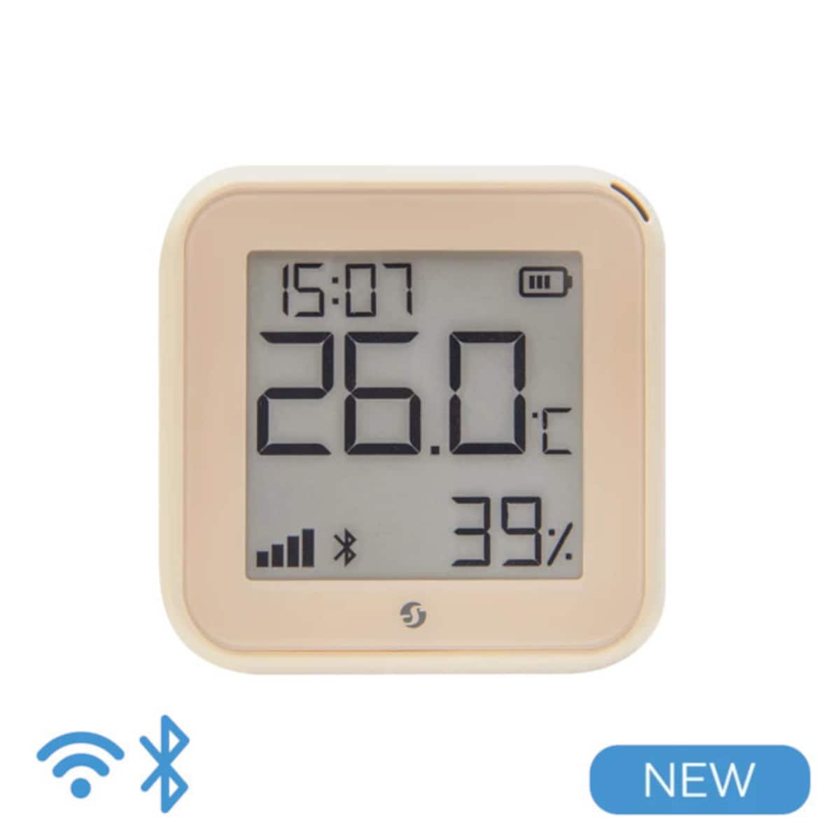 Shelly H&T Gen. 3 Temperatuur- en vochtigheidssensor - Temperatuur- en vochtigheidssensor met wifi en Bluetooth - in de kleur "Mocha".