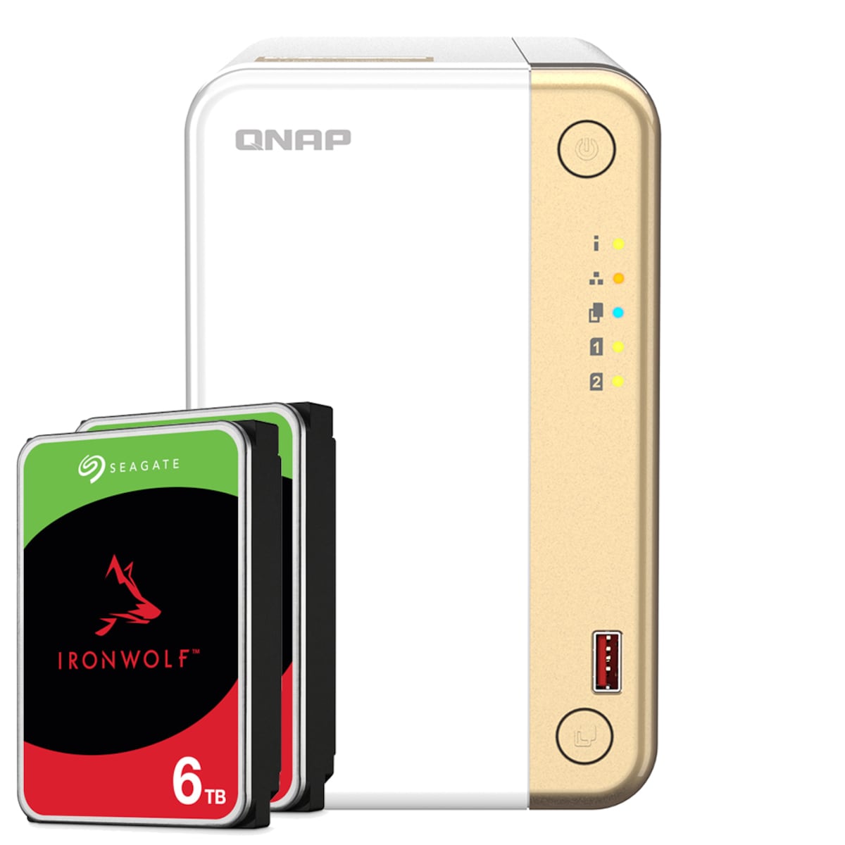 QNAP Systems TS-262-4G 12TB Seagate IronWolf NAS bundel NAS incl. 2x 6TB Seagate IronWolf 3,5 inch SATA harde schijf