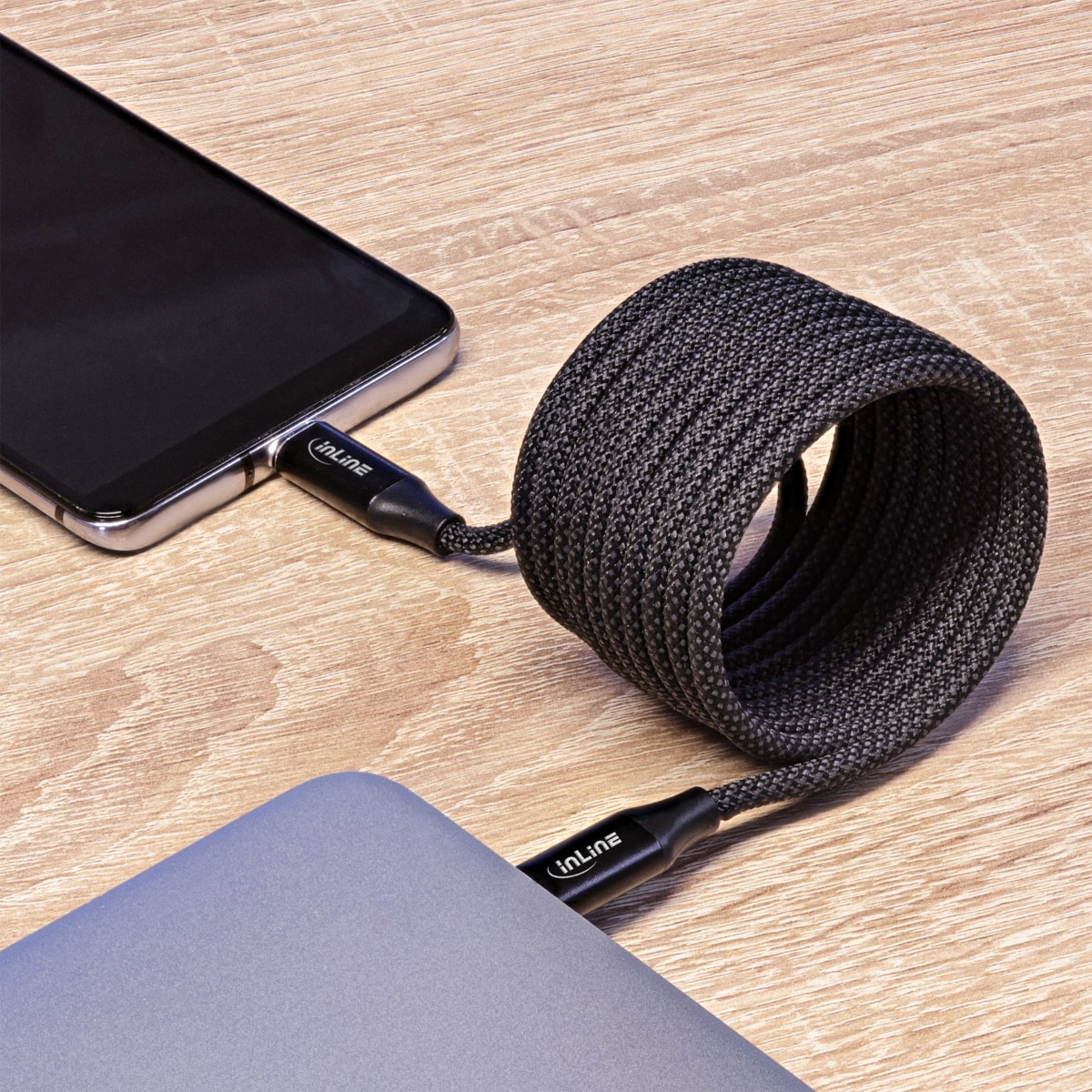 InLine® magnetische USB-C kabel, USB-C stekker/stekker, 100W, 1m, zwart