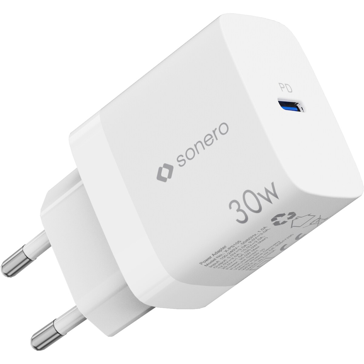 sonero USB-C GaN oplader - 1 poort - 30W PD - wit