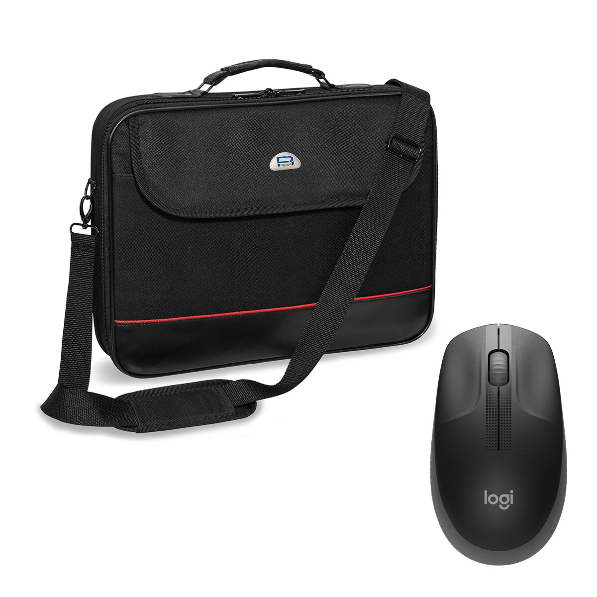 Pedea "Trendline" 17,3" + Logitech M190, draadloos, zwart