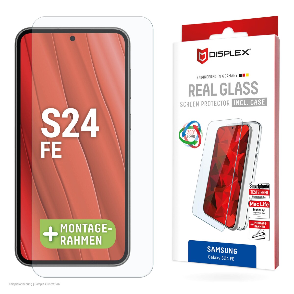 DISPLEX echt glas beschermfolie + mobiel telefoonhoesje Samsung Galaxy S24 FE